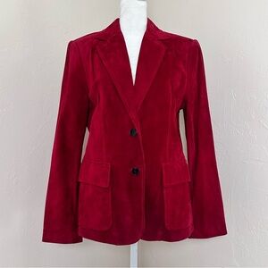 Vintage 1990s Red Suede Blazer by Jones New York Country Size 10